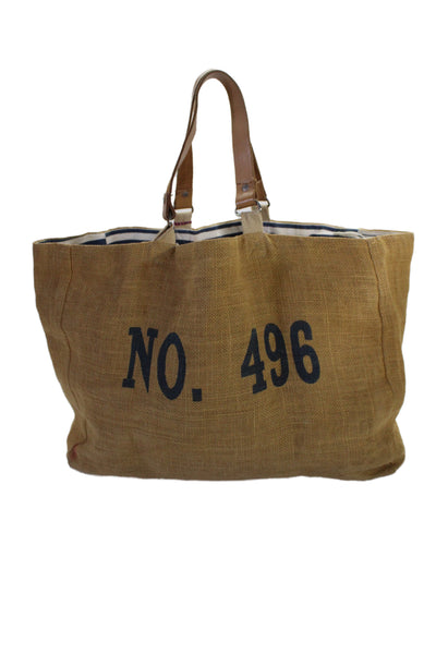 Star Mela Womens Double Handle Open Top No. 496 Large Woven Tote Handbag Brown