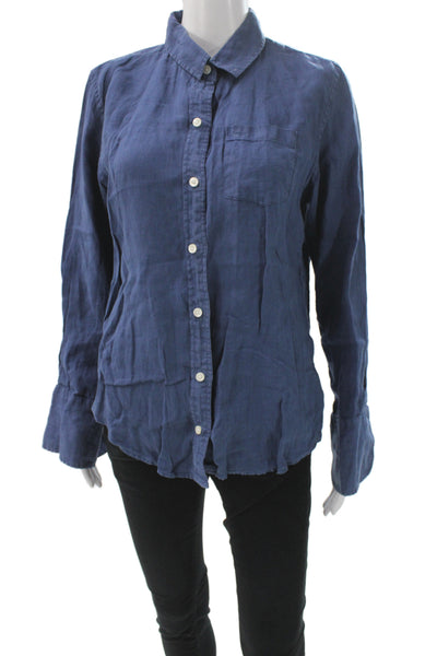 Alex Mill Women Collared Cotton Button-Up Long Sleeve Dark Blue Size L