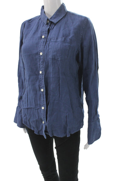 Alex Mill Women Collared Cotton Button-Up Long Sleeve Dark Blue Size L