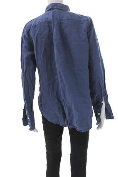 Alex Mill Women Collared Cotton Button-Up Long Sleeve Dark Blue Size L