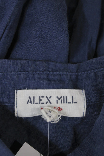 Alex Mill Women Collared Cotton Button-Up Long Sleeve Dark Blue Size L