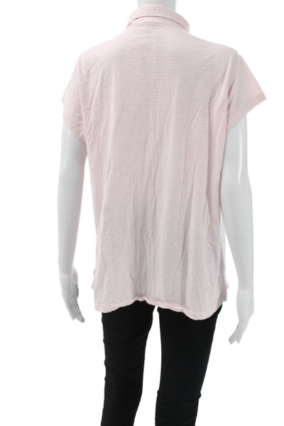 Renwick Womens Pink Striped Collared Polo Short Sleeve Pima Cotton Size XL