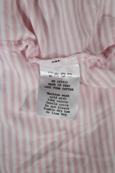 Renwick Womens Pink Striped Collared Polo Short Sleeve Pima Cotton Size XL