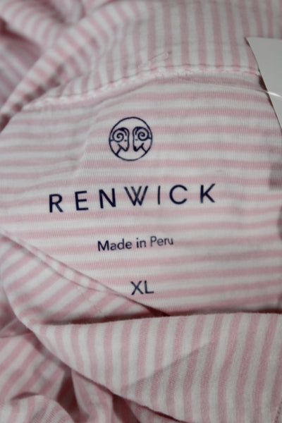 Renwick Womens Pink Striped Collared Polo Short Sleeve Pima Cotton Size XL
