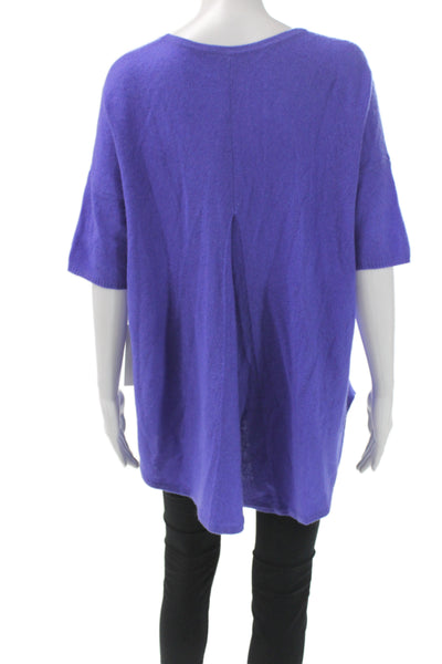White + Warren Women Tunic Purple 100% Cotton Round Neck Short Sleeve Size L