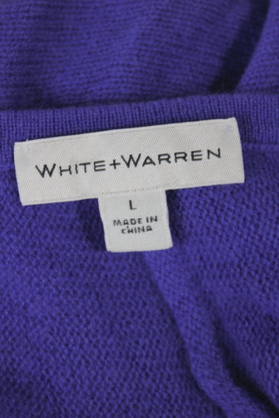 White + Warren Women Tunic Purple 100% Cotton Round Neck Short Sleeve Size L