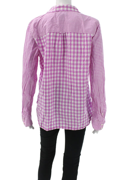 J Crew Unisex Pink Check Collared Button-Up Long Sleeve Cotton Basic Size 14