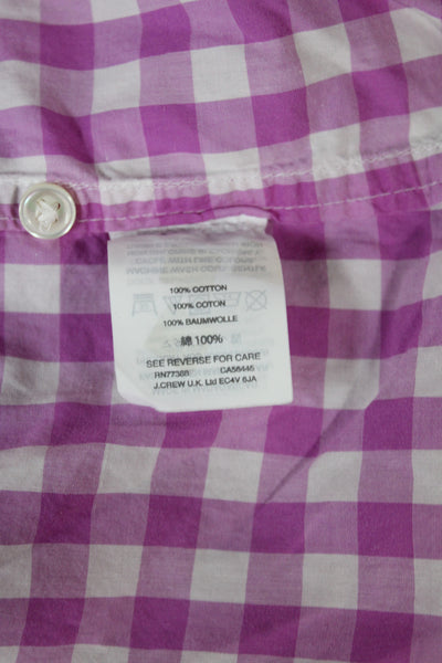 J Crew Unisex Pink Check Collared Button-Up Long Sleeve Cotton Basic Size 14