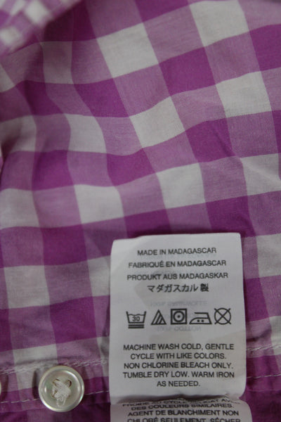 J Crew Unisex Pink Check Collared Button-Up Long Sleeve Cotton Basic Size 14