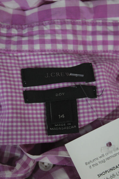 J Crew Unisex Pink Check Collared Button-Up Long Sleeve Cotton Basic Size 14