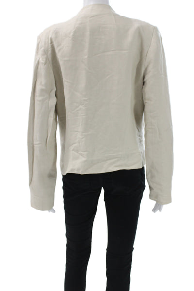 Premise Womens Classic Linen Long Sleeve Beige Blazer Size 8