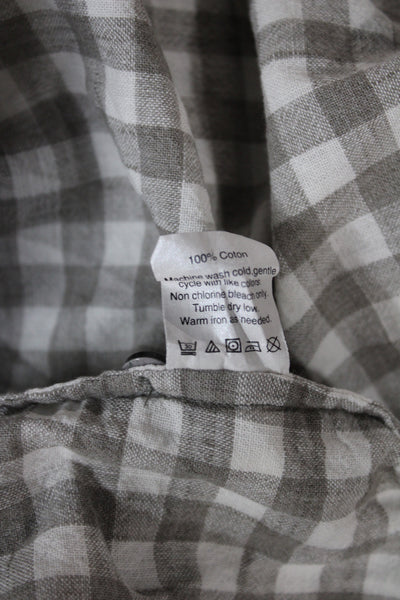 J Crew Womens Gray Check Collared Cotton Button-Up Long Sleeve Top Size S
