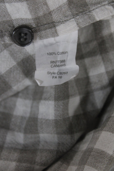 J Crew Womens Gray Check Collared Cotton Button-Up Long Sleeve Top Size S