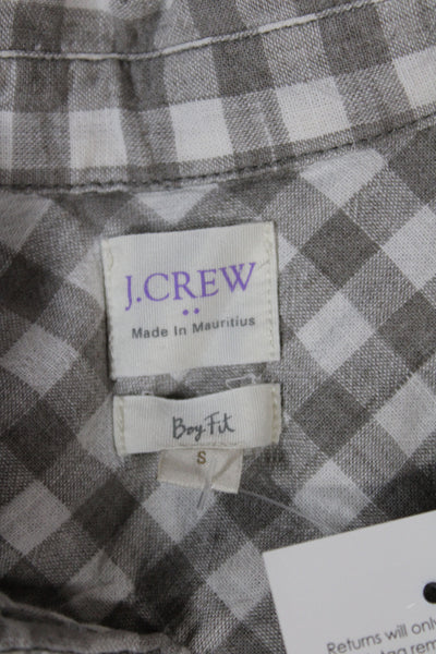 J Crew Womens Gray Check Collared Cotton Button-Up Long Sleeve Top Size S