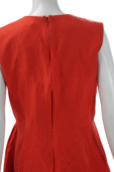 COS Womens A-Line Shift Dress Red Sleeveless Round Neck Cotton Size 12