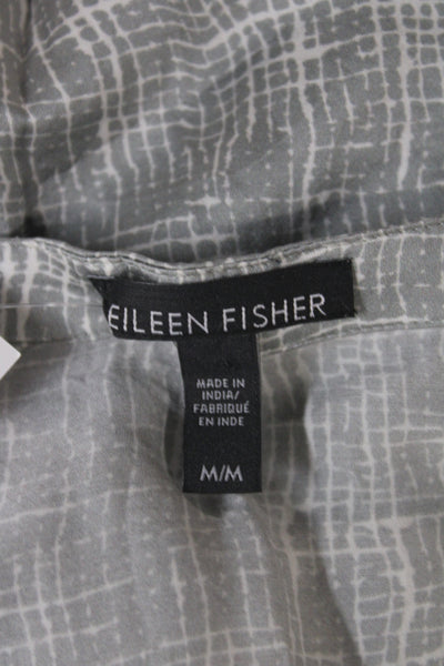 Eileen Fisher Women Sleeveless Shirt Dress Gray Cotton Linen Midi Boho Size M