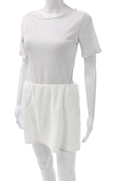Frankies Bikinis Women T-Shirt Dress Short Sleeve Gray Beach Size L