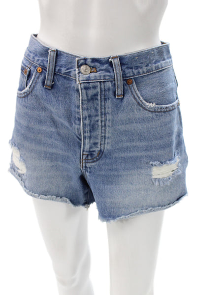 Madewell Unisex Blue Cotton Button Shorts Size 27