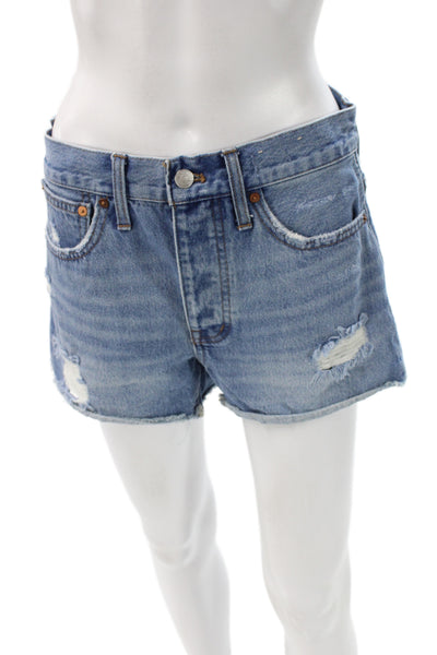 Madewell Unisex 90s Blue Cotton Solid Shorts Size 25