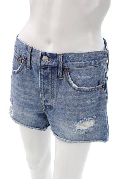 Madewell Unisex 90s Blue Cotton Solid Shorts Size 25