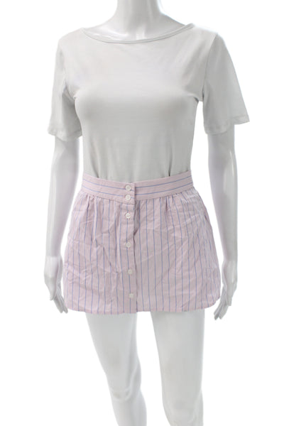 Pull & Bear Women Mini Pink Striped Cotton Skort Short Size XS