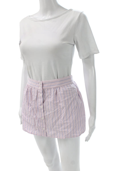 Pull & Bear Women Mini Pink Striped Cotton Skort Short Size XS