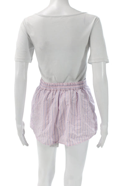 Pull & Bear Women Mini Pink Striped Cotton Skort Short Size XS