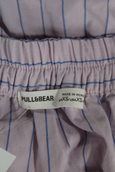 Pull & Bear Women Mini Pink Striped Cotton Skort Short Size XS