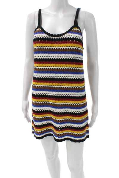 Zara Women Sleeveless Striped Tank Dress Black Cotton Size M