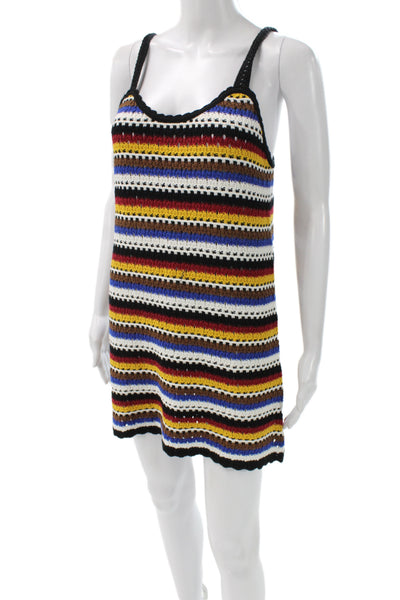 Zara Women Sleeveless Striped Tank Dress Black Cotton Size M