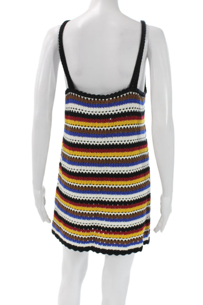 Zara Women Sleeveless Striped Tank Dress Black Cotton Size M
