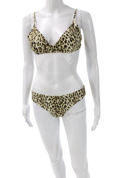 J Crew Women Beige Animal Print Bikini Set Size L