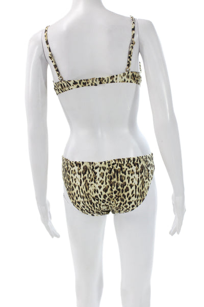 J Crew Women Beige Animal Print Bikini Set Size L
