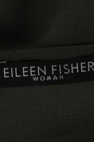Eileen Fisher Women Silk Shift Tank Dress Green Sleeveless Knee Length Size 1X
