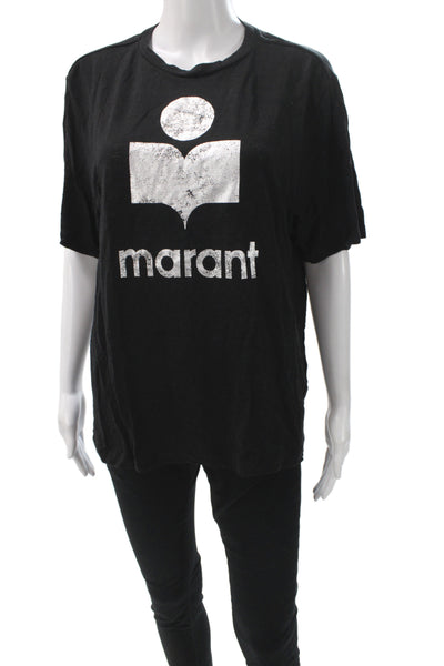 Marant Etoile Womens Black Cotton Crew Neck Graphic T-Shirt Size M