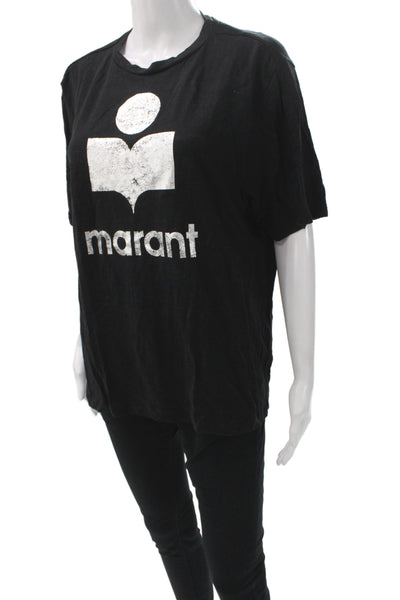 Marant Etoile Womens Black Cotton Crew Neck Graphic T-Shirt Size M