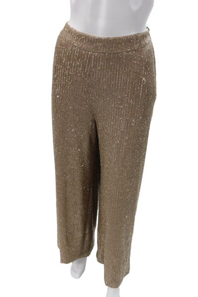 Trina Turk Womens Dress Pants Beige Striped Polyester Spandex Size M