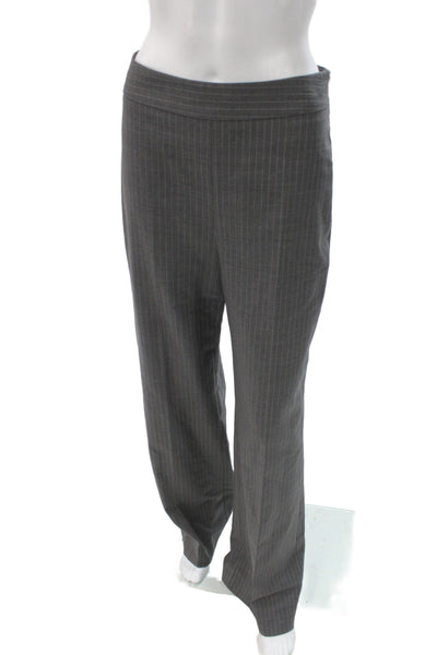 Max Mara Unisex Dress Pants Dark Gray Striped 98% Virgin Wool Size 6