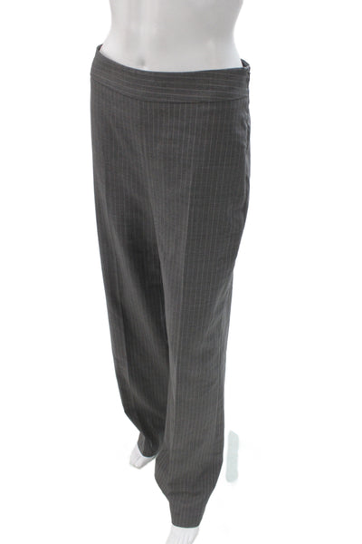 Max Mara Unisex Dress Pants Dark Gray Striped 98% Virgin Wool Size 6