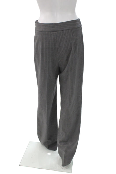 Max Mara Unisex Dress Pants Dark Gray Striped 98% Virgin Wool Size 6