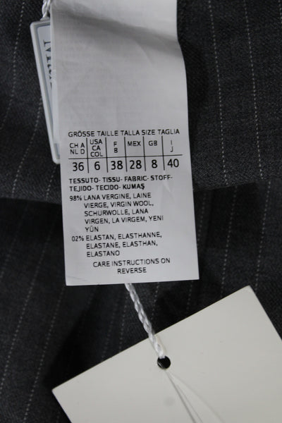 Max Mara Unisex Dress Pants Dark Gray Striped 98% Virgin Wool Size 6
