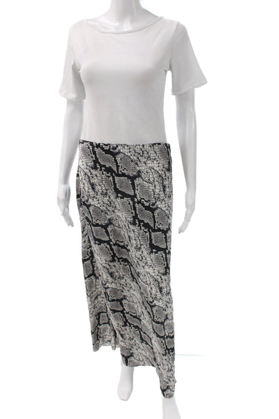 Theory Womens Maxi Black Animal Print Cotton Synthetic Jute Skirt Size L