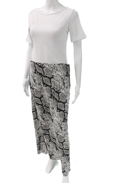 Theory Womens Maxi Black Animal Print Cotton Synthetic Jute Skirt Size L
