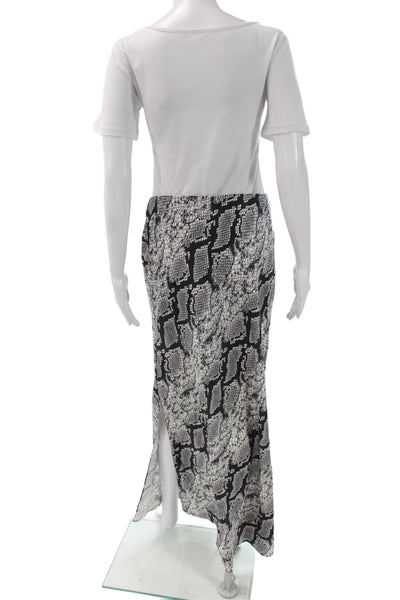 Theory Womens Maxi Black Animal Print Cotton Synthetic Jute Skirt Size L
