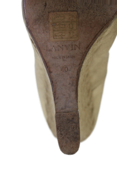 Lanvin Women's Round Toe Espadrille Slip-On Wedge Shoes Gold Size 40