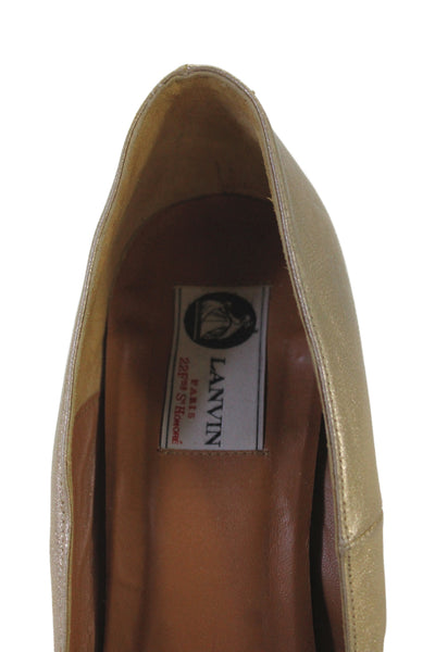 Lanvin Women's Round Toe Espadrille Slip-On Wedge Shoes Gold Size 40