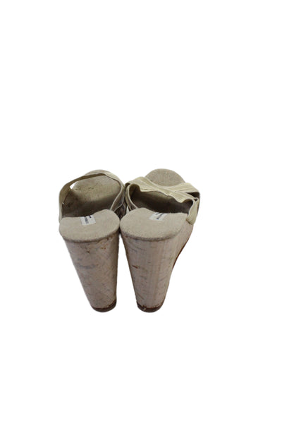 Stubbs & Wootton Women's Open Toe Cork Wedge Slide Sandals Beige Size 41