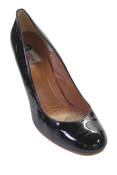 Lanvin Women's Round Toe Espadrille Slip-On Wedge Shoes Black Size 40