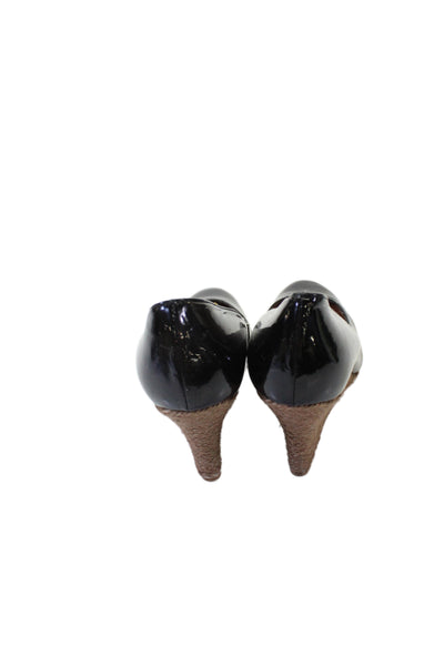 Lanvin Women's Round Toe Espadrille Slip-On Wedge Shoes Black Size 40