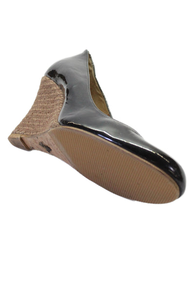 Lanvin Women's Round Toe Espadrille Slip-On Wedge Shoes Black Size 40